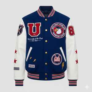 Veste universitaire avec patch brodé, logo personnalisé de haute qualité, manches en PU, corps en laine, veste de baseball, veste de lettreman, vêtements d'extérieur pour hommes - Product Image 6