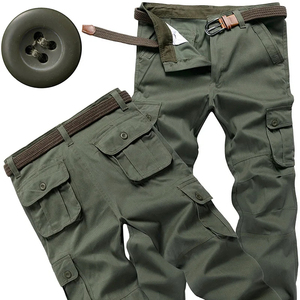 Men 6 Pocket Canvas Cargo Pants Elastic Waist Relaxed Fit Casual Trendy Streetwear Joggers Wholesale - Product Image 3