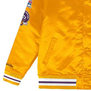 Chaqueta Varsity de Satén de Poliéster para Sublimación, de Venta Caliente, con Parche Bordado Personalizado, Ajuste Delgado, para Equipos Universitarios, Impermeable, de Alta Calidad - Product Image 4