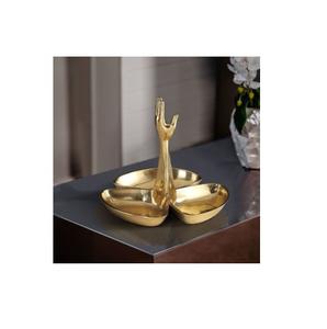 Bol à fruits secs en laiton avec poignée de conception à la main 3 parties plateau de bol à fruits secs en laiton antique pour la décoration de table - Product Image 1