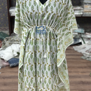 Vente en gros Caftan de plage en coton imprimé en bloc - Product Image 1
