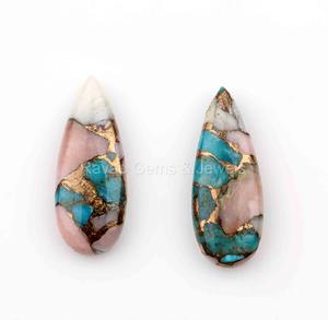 Top Qualité Naturel Rose Opale Cuivre Turquoise 10x25mm Lisse Poire Forme Briolette En Gros Pierres Précieuses En Vrac pour La Fabrication De Bijoux - Product Image 2