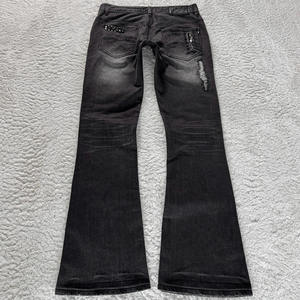 Pantalones Vaqueros Acampanados Clásicos con Tachuelas, Estilo Vintage, Lavado Desgastado, con Cordones, para Otoño, Mejor Venta OEM - Product Image 2