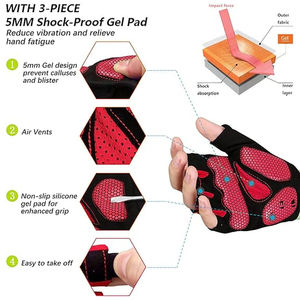 Gants de cyclisme mi-doigts pour hommes et femmes, antidérapants, avec coussinets absorbants les chocs, pour sports de plein air, course à vélo, cyclisme - Product Image 2