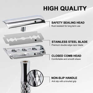 มีดโกนหนวดพับได้สำหรับช่างตัดผมมืออาชีพด้ามจับทำจากไม้พรีเมี่ยมมีดโกนขอบตรงทำจากสแตนเลสมีดโกนปลอดภัย - Product Image 4