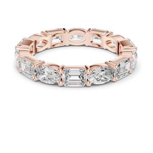 แหวนเพชรแล็บทรงมรกตและมาร์คีส์ 2.16 กะรัต แบบสลับกัน  ความใส VVS-VS สี EF  ทอง 18KT, 14KT, 10KT และเงิน 925 - Product Image 3