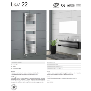 Radiateur porte-serviettes Cordivari Lisa 22 blanc 750 x 1800 mm - Product Image 3