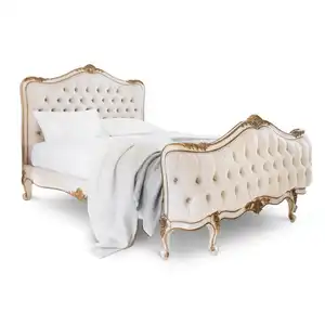 Provencal Sassy White French Bed Antique White Handmade and Hand-Carved French Style Bed in a Rococo Style