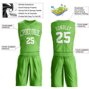 Conjunto de Uniforme de Baloncesto para Hombre, Cuello Redondo, Sin Mangas, Color Verde, Secado Rápido, Kits de Uniforme de Baloncesto con Nombre de Equipo - Product Image 4