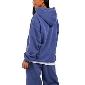 2024 New Winter Solid 100% Cotton Breathable Hoodies and Sweatpants Sets Training & Jogging Wear Streetwear Custom - Product Image 2