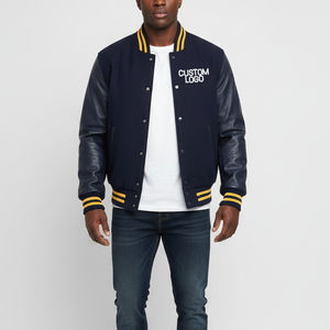 Nouveauté Vestes universitaires pour hommes Style streetwear Design de manches en cuir régulier Faible MOQ Vêtements de rue de baseball Veste d'hiver - Product Image 1