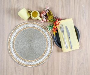 ที่รองจานลูกปัดแก้วทรงกลมทำด้วยมือสำหรับโต๊ะอาหารสไตล์อเมริกันตกแต่งงานแต่งงานงานคริสต์มาสงานเลี้ยงสังสรรค์ในครอบครัว - Product Image 3