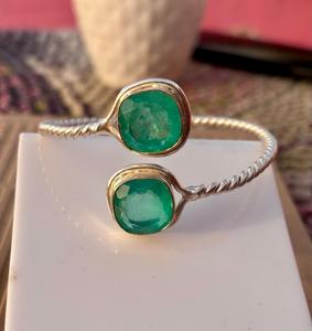 Cristal d'émeraude pierre précieuse 925 argent Sterling bracelet réglable bijoux pour femmes spécial Unique émeraude bracelet cadeau pour elle - Product Image 6