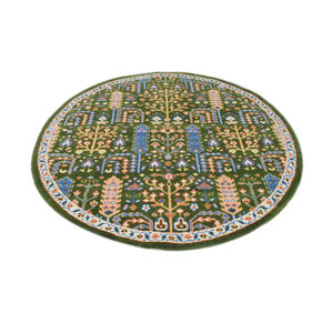 Tapis rond moderne fait main en laine de Nouvelle-Zélande Tapis d'intérieur floral confortable pour usage domestique avec support en latex - Product Image 1