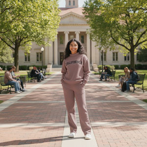 OEM Custom Winter 100% Cotton Solid High Street Square Collar Knitting Eco-Friendly Sweatsuit <b>Set</b> Unisex Lambda Iota Society - Product Image 2