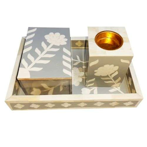 Quemador de incienso hecho a mano de madreperla Bakhoor con soportes de cera con incrustaciones de hueso para verano y primavera - Product Image 5