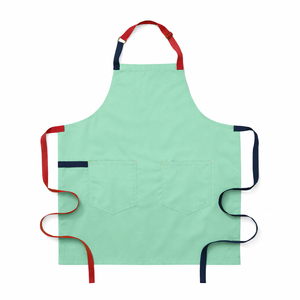 Mint Green Canvas Bib <b>Apron</b> Red Navy Ties Adjustable Waist 2 Pockets Water Oil Resistant Machine Washable Eco-Friendly Daily Use - Product Image 1