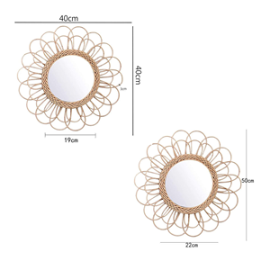 Wholesale Luxury Natural <b>Rattan</b> Frame Bathroom <b>Mirror</b> LED Lighting Compact Sun Wall Decor Home Hotel Furniture <b>Mirrors</b> - Product Image 2