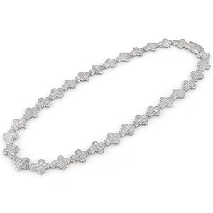 สร้อยคอไข่มุกน้ำจืดหรูหราประดับมอสซาไนต์ทรงครอส ตัดแบบ Emerald Setting เงินแท้ 925 ชุบโรเดียม เครื่องประดับโดดเด่น - Product Image 3