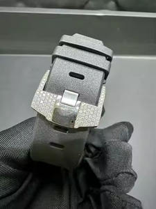 Reloj de diamantes de moissanita de primera calidad para hombre, reloj ostentoso totalmente helado con correa de acero inoxidable y diseño Hip Hop de lujo - Product Image 6