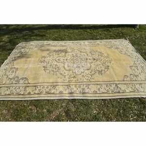 พรมตุรกีวินเทจขนาดใหญ่6X9.5ฟุตคลาสสิกสีเบจสีน้ำตาลผ้าขนสัตว์วัสดุยางด้านหลังเป็นรูปสี่เหลี่ยมผืนผ้าพรมห้องโถงห้องโถง - Product Image 4