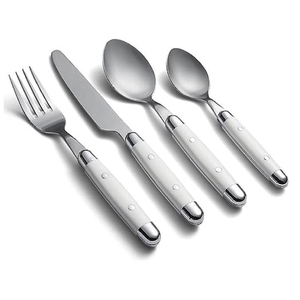 Couverts de bonne qualité en acier inoxydable gaufré plaqué or au prix le plus bas avec poignée noire - Product Image 3