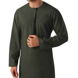 Thobe Musulmán de Primera Calidad para Hombre, Bordado, Cuello Personalizado, Corte Ajustado, para Celebración del Eid y Hajj - Product Image 1