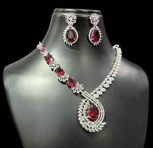 Conjunto de collar de diamantes de circón CZ americano con pendientes para boda, regalo elegante para mujer - Product Image 4