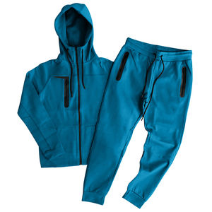 OEM personnalisé de haute qualité hommes survêtement deux pièces sweat à capuche zippé et pantalon de survêtement couleur unie fermeture éclair polaire survêtements lourds - Product Image 4