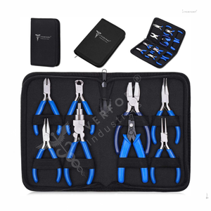 LIVER FORT 8 PC Juego de herramientas de alicates para hacer joyas profesionales Juego de alicates para micro joyería Juego de acero inoxidable negro Precio de fábrica - Product Image 1