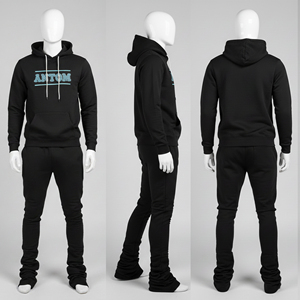 Conjunto de chándal apilado personalizado para hombre, Sudadera con capucha y pantalones, traje de dos piezas, ropa de calle, ropa deportiva informal de moda, ropa al por mayor - Product Image 1