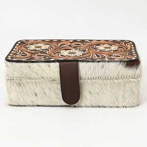 Bohemian Autumn Western Floral Eco-Friendly Genuine Leather Vanity Case with Decorative <b>Storage</b> <b>for</b> Makeup and Jewelry - Product Image 3