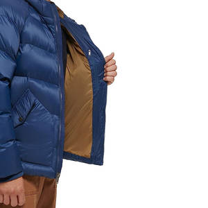 Chaqueta acolchada azul de utilidad personalizada 2025 para hombres, venta al por mayor, ropa de invierno de lona con cuello levantado y acolchado de burbujas para una mayor comodidad - Product Image 5