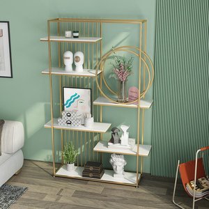 OVIC KTB68098 Decorative Display Shelf with Wooden Top and Iron Frame - Product Image 3