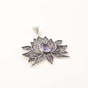 Collier en argent avec pierre précieuse iolite, argent sterling 925, pendentif oxydé, pierre de naissance de septembre, bijoux d'Halloween, bijoux pour femmes, IGI - Product Image 2