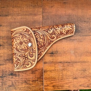 ซองปืนหนังวัวแท้สไตล์คาวบอย งานฝีมือตะวันตกสุดหรู พร้อมห่วงเข็มขัด ผลิตตามสั่ง แกะสลักอย่างประณีต สำหรับการล่าสัตว์ - Product Image 2