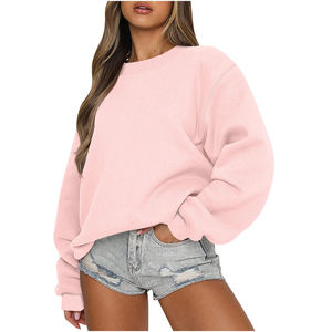 OEM ODM Hauts décontractés pour femmes Logo personnalisé Basic Crewneck Plain Women's Long Sleeve Loose Sweatshirt - Product Image 5