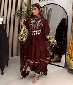 La mejor venta de vestidos Vintage con lentejuelas de encaje hasta el suelo de estilo afgano para mujer, diseño de bordado Simple informal, ajuste holgado - Product Image 4