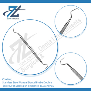 Sonde dentaire manuelle en acier inoxydable à double extrémité pour médical au meilleur prix dans les curettes dentaires à extrémité Jalandhar Gracey parodontal - Product Image 4