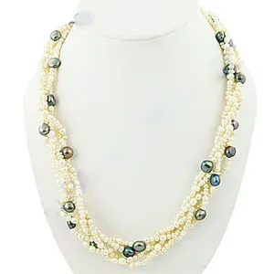 Collier ras du cou pour femme en perles naturelles de riz multibrins de qualité AA avec chaîne en bambou, bijoux de luxe - Product Image 3
