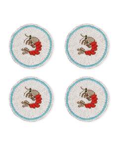 Posavasos de 4 juegos de diseño de cangrejo con bordado de cuentas hecho a mano elegante para decoración de mesa de comedor exclusivo de lujo de la India - Product Image 4