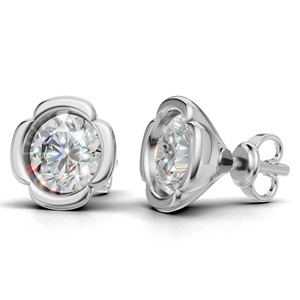 Boucles d'oreilles clous en diamant de laboratoire certifié IGI, taille ronde, monture closée, en or 18 carats, avec fermoir à vis - Product Image 2