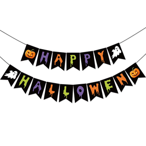อุปกรณ์ตกแต่งปาร์ตี้ฮาโลวีน ธงประดับตกแต่ง HAPPY HALLOWEEN ธงกระดาษรูปหางนกนางแอ่น - Product Image 4