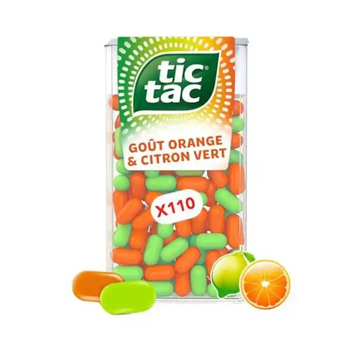 Tic tac mint manis-oranye-paket botol 98g-4 hitungan permen jumlah besar,- 12 kotak-6.371 kg harga rendah