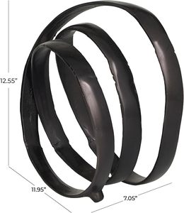 12 "x 7" x 13 "Negro aluminio Metal abstracto escultura decorativa bucle decoración del hogar acento figurita para pared para Navidad - Product Image 6