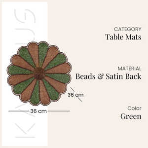 Tapis antidérapant traditionnel fait main, rond, perlé, en satin, tissé et brodé, pour la décoration de la maison et de mariages - Product Image 3