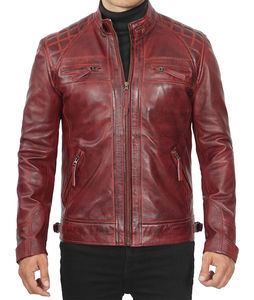 Nuevo diseño de logotipo personalizado de moda Impreso Racer Style Chaquetas de cuero para hombres Custom Vintage Streetwear chaqueta para hombres - Product Image 2