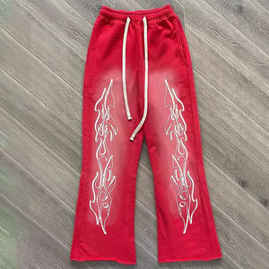 Custom Embroidery Logo Men Joggers Street Wear Washed Men's Flare Sweatpants Flare Cargo Stacked Men's Acid Wash Pants - Product Image 5