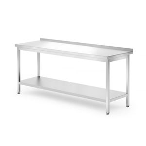HENDI Profi Line <b>Wall</b>-<b>Mounted</b> <b>Table</b> with Shelf 1800x700x(H)850 mm Bolted Depth 700 mm - Product Image 1