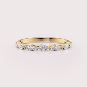 IGI Certified Marquise Shape Lab Grown Diamond Wedding Band 9K Yellow / Rose & White Gold Half Eternity Diamond <b>Ring</b> - Product Image 4